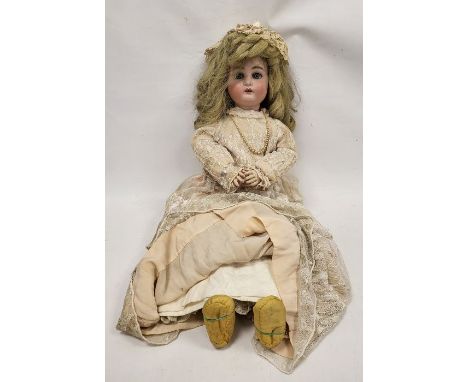 Large Simon &amp; Halbig K&amp;R bisque head doll, early 20th century, marked Simon &amp; Halbig / K*R and dot marks, with jo