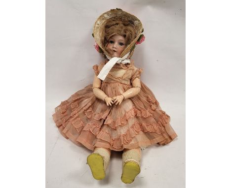 Armand Marseille (German) bisque head doll, early 20th century, numbered AM 390 A 61/9 M, with jointed composition limbs and 