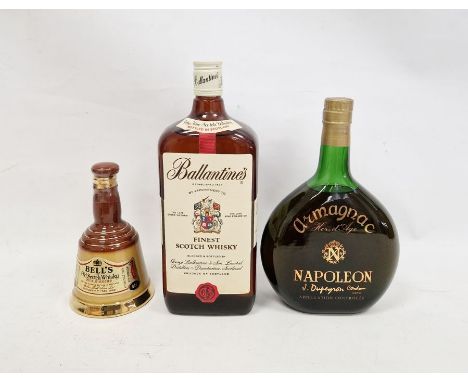 Vintage boxed bottle of Ballantines Finest Scotch whisky, Hors d'Age Napoleon Armagnac&nbsp;and a 18.9cl boxed Bells celebrat