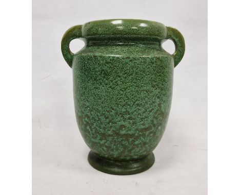 C H Brannam Pottery Barum Ware green-ground two-handled oviform vase, early 20th century, incised CH Brannam/Barum, mottled i