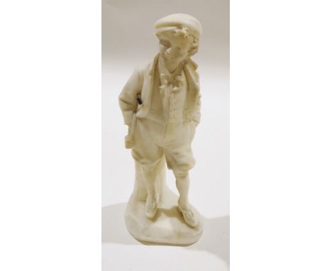 Carved marble figure of an urchin holding stick under his arm, 37cm high&nbsp;