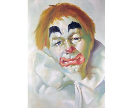 Grimaldi (20th Century) French. A Self Portrait as a Clown, Circa 1930's, Oil on Canvas, 55" x 39".