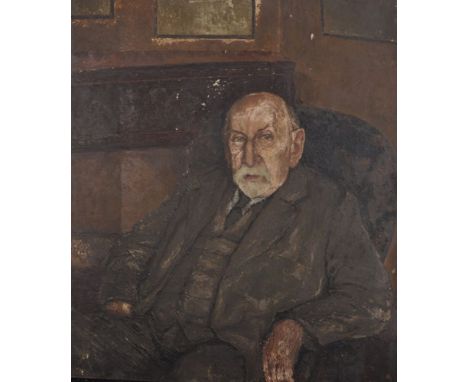 Pietro Sansalvadore (1892-1955) Italian. A Portrait of Malcolm C. Salaman, English Author, Seated in an Interior, Oil on Pane