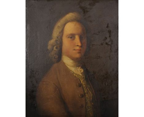 Late 18th Century English School. Portrait of a Wigged Gentleman believed to be from the Crichton Family wearing a Brown Coat