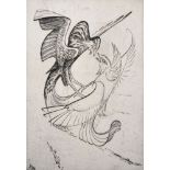 John Buckland Wright (1897-1954) New Zealand. "Cockfight", Etching, Signed, Dated '39 and numbered