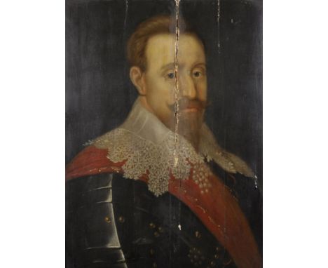 Circle of Cornelius Johnson Van Ceulen (1593-1661) Dutch. Portrait of Gustavus Adolphus, King of Sweden, Half Length wearing 