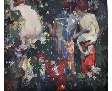 Frank Brangwyn (1867-1956) British. A Figure Study with a Naked Lady, Lithograph, Signed, Unframed, 7.5" x 8.25", together wi