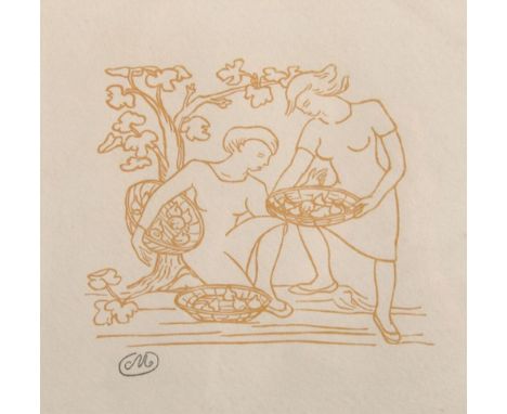 Astride Maillol (1861-1944) French. A Study of Maidens Collecting Fruit, Lithograph, with Studio Stamp, 7" x 7.25".