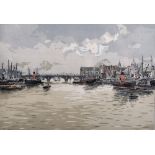 20th Century English School. A Thames Scene, Print in Colours, Indistinctly Signed and numbered 71/