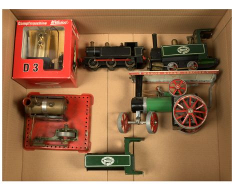 Mamod, Wilesco &amp; others group of live steam items. To include Mamod 0-4-0 Loco - Green / Black plus another but loco body