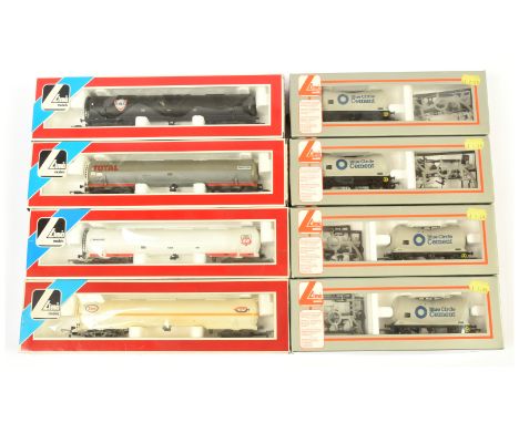 Lima OO Group of boxed Tank Wagons. To include 4x 305601 Blue Circle Cement; 305649 Total; 305646 Fina; 305647 Procor 66; 305