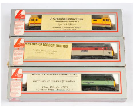 Lima OO Group of 3x Ltd Edition Class 47 Diesel Loco's. Comprising 205089 BR Two Tone Green 47833 Captain Peter Manisty RN Ri