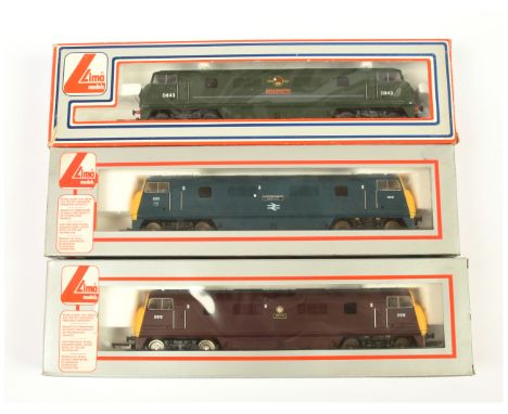 Lima OO Group of 3x Class 42 Warship Diesel Loco's. Comprising 204861 D815 BR Maroon Druid; 205083 828 BR Blue Magnificent; 2