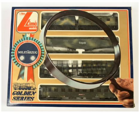 Lima 109704 HO German WW2 Military Train Set. Containing Power &amp; Dummy cars, Leopold Rail Gun, 2x wagons &amp; passenger 