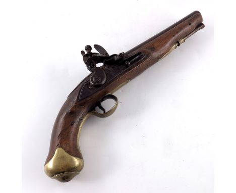 An early 19th century flintlock Light Dragoon pistol, 9 inch barrel, lock stamped with crown over GR cypher and Tower on the 
