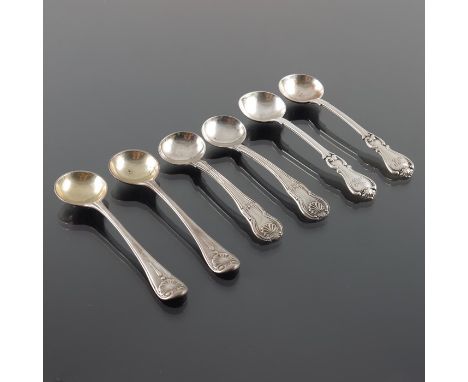 Three pairs of George IV and Victorian silver salt spoons, various makers including George Gray, London various dates, includ