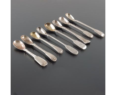 A collection of Victorian silver long handle condiment spoons, George Adams, London various dates, including Fiddle and Threa