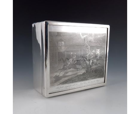 An Edwardian silver cigar box, Cornelius Desormeaux Saunders &amp; James Francis Hollings, London 1907, plain cuboid form, th