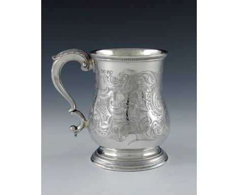 A Victorian silver Christening mug, Joseph and Albert Savory, London 1839, footed baluster form with acanthus moulded C S scr