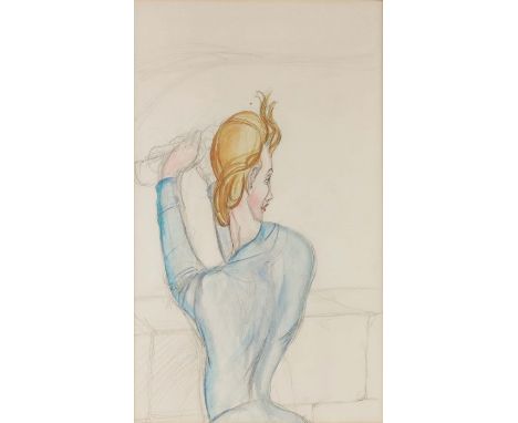 Albert Victor Ormsby WOOD (1904-1977) Portrait of a Woman holding Binoculars Watercolour, pencil/paper,  39 x 23 cm, framed