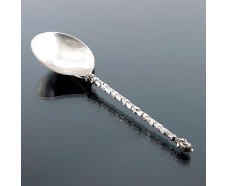 A 17th century Dutch silver spoon, Gerrit Hendricks, Bolsward circa 1620, the handle cast as a pollarded stem, terminating in