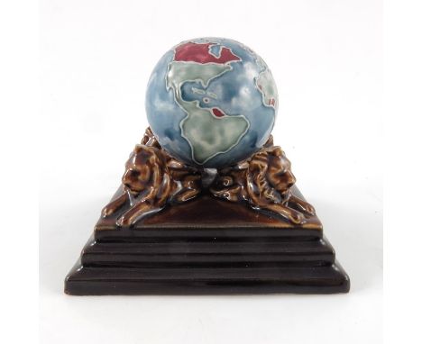 Bourne Denby for the British Empire Exhibition, a commemorative presentation globe, 1924, tubelined stoneware, modelled as a 