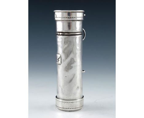 A George V silver novelty vase or toddy, E F Braham Ltd., Birmingham 1912, modelled as a golf bag, weighted and gilded to the