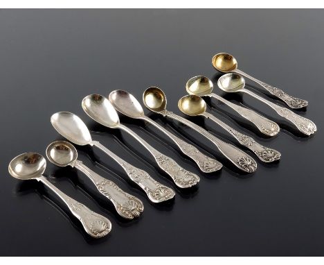 William IV and Victorian Scottish silver condiment spoons, various Glasgow makers and dates, single and double struck Queen's