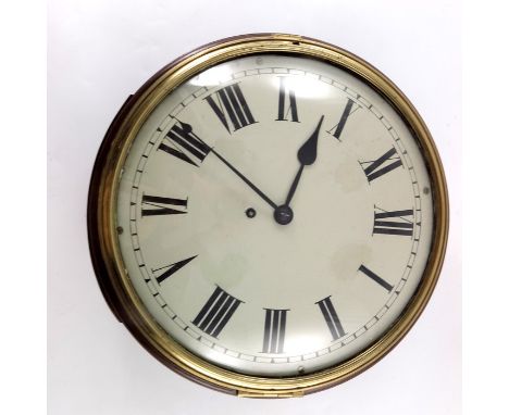 Mahogany fusee wall clock , white enamel dial.