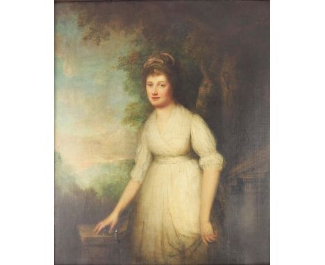 19th Century School, portrait of a woman, inscribed verso Mrs Siddons, oil on canvas, 74cm x 61cm, framed