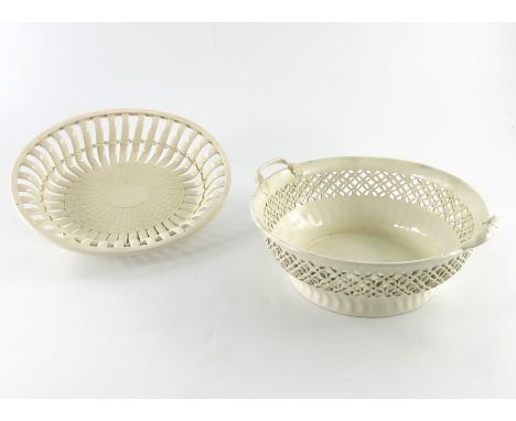 Four English creamware baskets, circa 1790, including two Wedgwood, Leeds and Don Pottery, reticulated and relief moulded, va