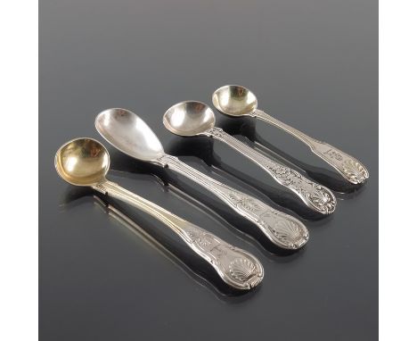 Four George III to William IV Irish silver condiment spoons, Charles Marsh and James Moore, Dublin 1828, Dublin 1833, Thomas 