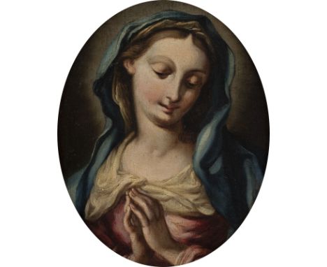 SCHOOL OR CIRCLE OF FRANCESCO GUARDI 1712 Venice - 1793 Ibid PRAYING VIRGIN MARY Oil on canvas lay down on cardboard. 30 x 24