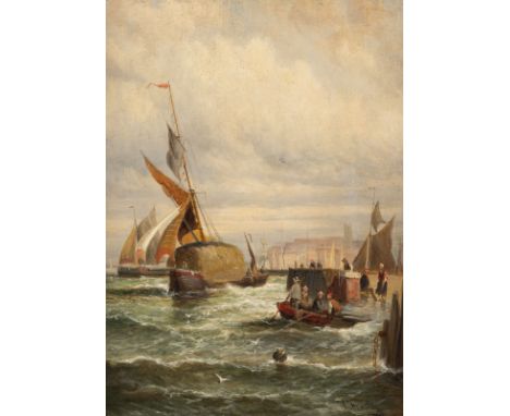 CHARLES THORNELEY (ATTR.) ('Charles Thornley') act. 1858 - 1898 Boats at Whitby Harbour Oil on canvas. 41 x 31 cm (F. 66 x 57