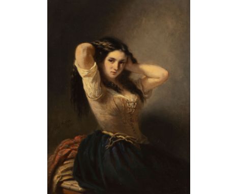 CONSTANIN MUELLER c. 1825 - c. 1875 Portrait of a young beauty (1853) Oil on canvas. 63 x 48 cm (F. 76 x 61 cm). Signed and d
