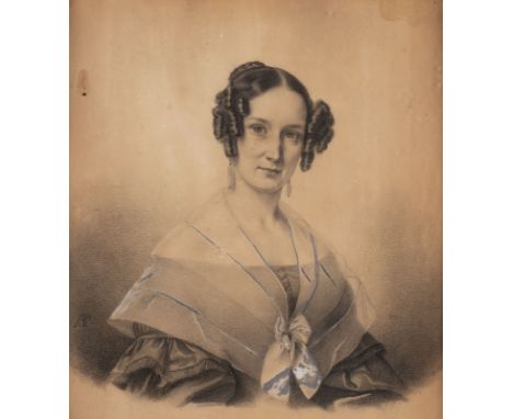 RUDOLPH SUHRLANDT (ATTR.) 1781 Ludwigslust - 1862 Schwerin PORTRAIT OF A LADY AND A GENTLEMAN Charcoal and pencil, partly hig