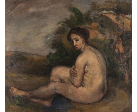 OSKAR HERMAN (ATTR.) Zagreb 1886 - 1974 Susanna at her Bath (1912) Oil on canvas, marouflaged on hardboard. 80 x 90 cm (F. 90