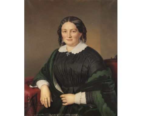 GERMAN Mid-19th C. Pair of paintings: Portrait of a Lady, Portrait of a Gentleman Oil on canvas. Each 86 x 70 cm (R. 99 x 83 