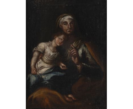 NORTHERN ITALIAN ALPINE SCHOOL OF THE 18TH CENTURY SAINT ANNA AND HER DAUGHTER THE VIRGIN MARY Oil on canvas lay down on pane