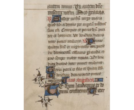 EINZELBLATT AUS EINEM STUNDENBUCH Frankreich, Ende 15. Jh./Anfang 16. Jh. Tinte in Braun und Rot auf Pergament; einspaltiger 