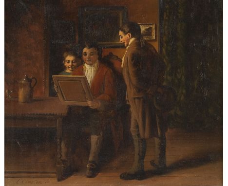 CHARLES COMPTON 1828 - 1884 The Art Critic Oil on canvas. 30 x 35,5 cm (F. 52 x 57 cm). Signed lower left 'C. Compton fc?'. M