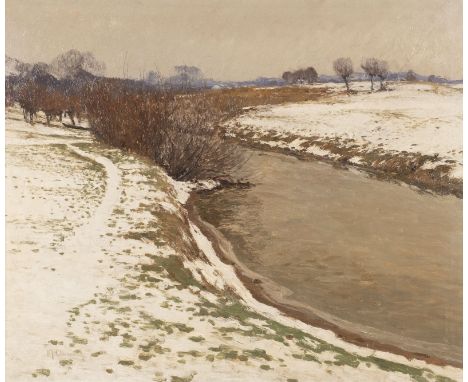 MAX CLARENBACH 1880 Neuss - 1952 Wittlaer Winter at the Lower Rhine Oil on canvas. 51 x 61 cm (F. 69 x 79 cm). Signed lower l