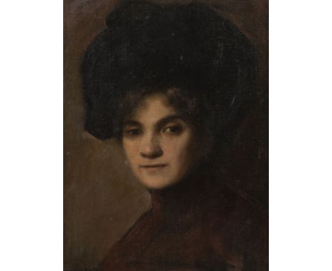 GÉZA UDVARY 1872 - 1932 Portrait of a lady Oil on canvas (maroufl.). Visible size 48 x 37 cm (F. 58 x 48 x 3,5 cm). Signed lo