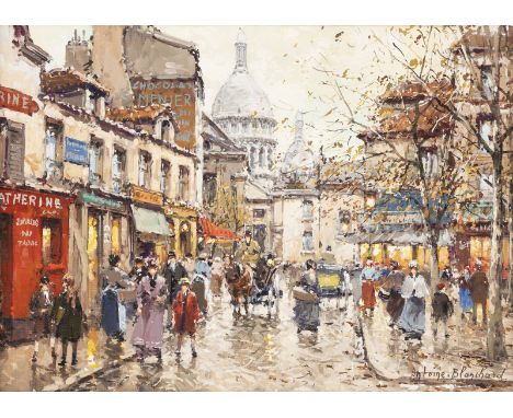 ANTOINE BLANCHARD 1910 - 1988 Place du Tertre, Paris Oil on canvas. 33 x 47 cm (F. 53 x 67 cm). Signed lower right 'Antoine.B