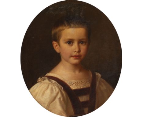 DAVID SIMONSON 1831 Dresden - 1896 ibid. Portrait of a child (1861) Oil on canvas (relined). 47 x 41 cm (F. 69 x 63 cm). Sign