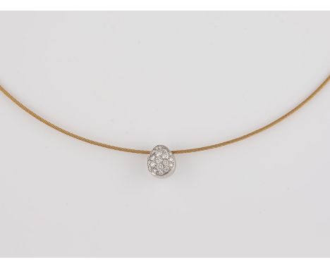 BRILLANT-ANHÄNGER MIT KETTE Gelbgold, Weißgold. Anhänger L. 1 cm, L. Kette 44 cm. Anhänger gest. 750, Herstellersignet, Carat