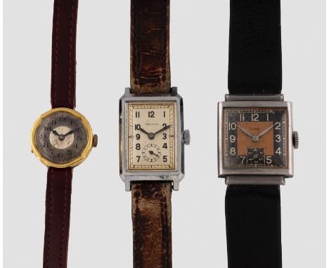 KONVOLUT ARMBANDUHREN 3-tlg. Stahl, Metall, Gelbgold. Drei Armbanduhren, Vintage, u.a. Lux und Arctos. Eine mit Goldgehäuse, 