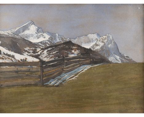 CARL REISER 1877 Garmisch-Partenkirchen - 1950 ibidem MOUNTAIN LANDSCAPE NEAR GARMISCH-PARTENKIRCHEN Gouache on paper. Visibl