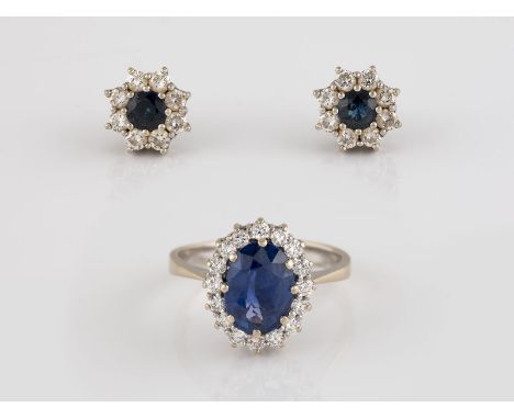 KONVOLUT EDELSTEIN-SCHMUCK 2-tlg. Weißgold. Alle Stücke gest. oder geprüft 14 K, Ges.-Gew. zus. ca. 7,9 g. 1) Paar Ohrstecker