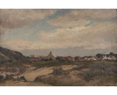 EUGEN KAMPF 1861 Aachen - 1933 Duesseldorf Village in the dunes Oil on canvas, mounted on a board. 31 x 45,5 cm (F. 51 x 66 c